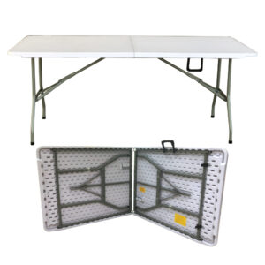 โต๊ะพับหน้าไฟเบอร์ พับครึ่งได้ สีขาว