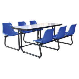 โต๊ะโรงอาหารขาตัว J โพลี 4 และ 6 ที่นั่ง